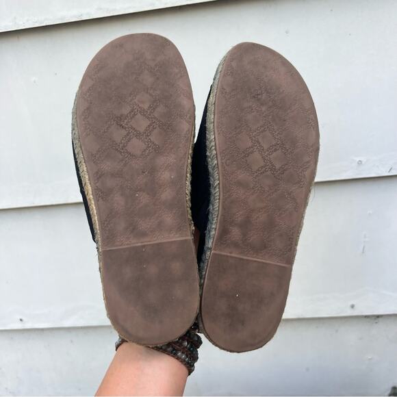 Vionic Black Suede Leather Glow Gia Slide Espadrille Sandal jute trim Size 7 - Picture 5 of 6